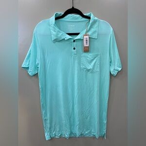 Muse Threads Blue Viscose Polo Shirt L